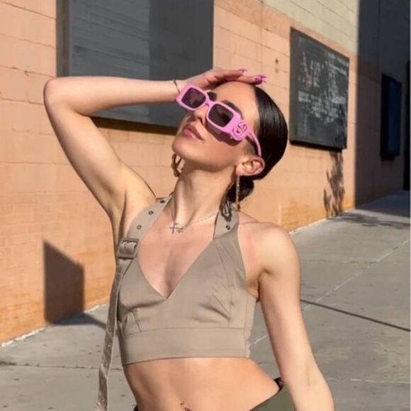 Gucci GG1325S 006 Rectangle Sunglasses - Pink/Grey - Picture 7 of 11